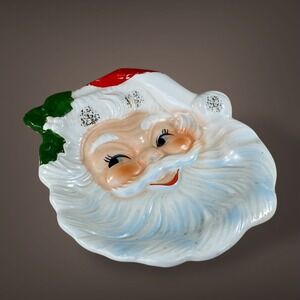 Midcentury Santa Face Wall Décor or Table Décor Vintage Christmas‎